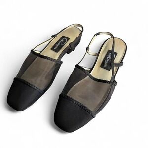 Y2K Office Siren Black Mesh Slingback flats with sheer mesh detail ✨